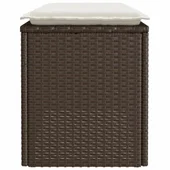 Градинска пейка с възглавница Кафява 110x40x44 cm Поли ратан - VL4104146 - Thumbnail 5