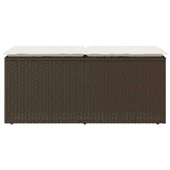 Градинска пейка с възглавница Кафява 110x40x44 cm Поли ратан - VL4104146 - Thumbnail 4