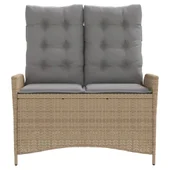 Накланяща се градинска пейка с възглавници бежов полиратан - VL368240 - Thumbnail 3