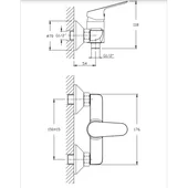 Стенен смесител за вана/душ Linni INTER CERAMIC - Thumbnail 2