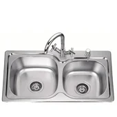 Двойна кухненска мивка алпака 77х40х20см INTER CERAMIC - Thumbnail 1