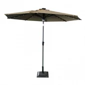 Градински чадър със соларно осветление Ф270 см бежов MY GARDEN - Thumbnail 1