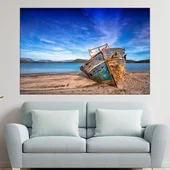 Отломки от лодка на брега - картина пано за стена - Thumbnail 1