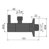 Ъглов кран с филтър 1/2"-3/8" черен мат ARV001-Black ALCA - Thumbnail 2