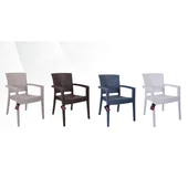 Градински стол с подлакътници капучино Zeugma Rattan MEVSIM - Thumbnail 4