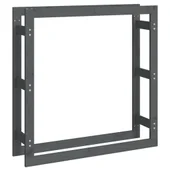 Поставка за дърва за огрев сива 100x25x100 см масивно дърво бор - Thumbnail 2