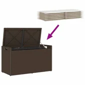 Външна пейка за съхранение с възглавница Кафява 100 cm - VL4104061 - Thumbnail 7