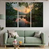 Живописно езеро в Алпите - картина пано за стена - Thumbnail 2