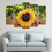 Слънчоглед и сърца - картина пано за стена - Thumbnail 3