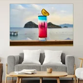 Коктейл с лимон на плажа - картина пано за стена - Thumbnail 1