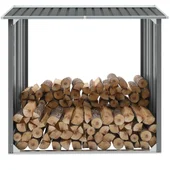 Навес за дърва, поцинкована стомана, 172x91x154 см, сив - Thumbnail 1