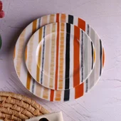 Порцеланов сервиз за хранене 24 части Цветни линии TULU PORSELEN - Thumbnail 5