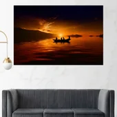 Рибари се прибират по залез - картина пано за стена - Thumbnail 1