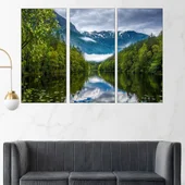 Красиво езеро в гората - картина пано за стена - Thumbnail 2