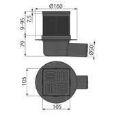 Подов сифон ø50 мм черен мат Smart APV31 Black ALCA - Thumbnail 2