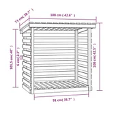 Поставка за дърва за огрев бяла 108x73x108 см масивно дърво бор - Thumbnail 8