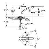 Grohe смесител за кухня с въртящ чучур eurosmart - Thumbnail 2