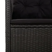 Наклоняема градинска пейка с възглавници черна 118 см полиратан - VL362185 - Thumbnail 7