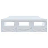 Сгъваема шатра с 8 странични стени, 3x9 м, бяла - Thumbnail 3