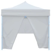 Сгъваема шатра с 8 странични стени, 3x9 м, бяла - Thumbnail 6