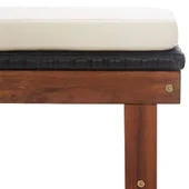 Шезлонг с възглавница, полиратан и акация масив, черен - Thumbnail 9