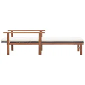 Шезлонг с възглавница, полиратан и акация масив, черен - Thumbnail 3