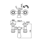 Смесител за вана/душ стенен Mesina 7003 D FORMA VITA - Thumbnail 2