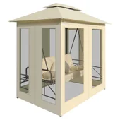 Градинска люлка с шатра, кремавобяла - Thumbnail 3