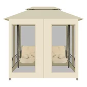 Градинска люлка с шатра, кремавобяла - Thumbnail 2