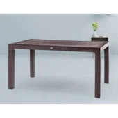 Градинска маса 90x150 см PVC ратан кафява VIOLET HOUSE - Thumbnail 2