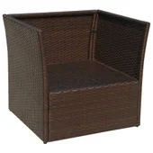 Градински стол с табуретка, кафяв полиратан - Thumbnail 8