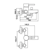 Стенен смесител за вана/душ Rimmini FORMA VITA - Thumbnail 2