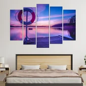 Залез над кей в шведско езеро - картина пано за стена - Thumbnail 3