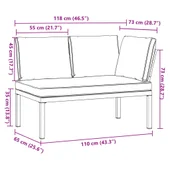 Градинска пейка с възглавници, черен, алуминий - VL4008569 - Thumbnail 8