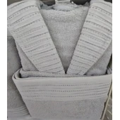 Комплект халат за баня с 2 кърпи Dilruba Lux IPEKCE - Thumbnail 2