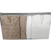 Комплект халати за баня с кърпи 6 части Dilay IPEKCE - Thumbnail 1