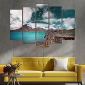 Порутена къща на брега на езерото - картина пано за стена - Thumbnail 3