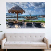 Шезлонги на тропически плаж - картина пано за стена - Thumbnail 1