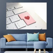 Клавиатура с бутон сърце - картина пано за стена - Thumbnail 1