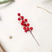 Коледна декоративна клонка имел с 12 плодчета 21 см - Thumbnail 1