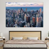 Чикаго по здрач - картина пано за стена - Thumbnail 1