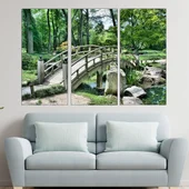 Дървен мост в градина - картина пано за стена - Thumbnail 2
