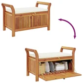 Градинска пейка за съхранение с възглавница 91 см акация масив - VL319714 - Thumbnail 9