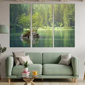 Красиво езеро с дърво - картина пано за стена - Thumbnail 2