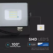 LED прожектор 10 W 6400 К черен Samsung чип SMD V-TAC - Thumbnail 5