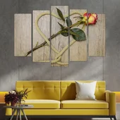 Роза и сърце от въже - картина пано за стена - Thumbnail 3