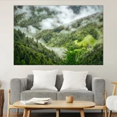 Сутрешна мъгла в гората - картина пано за стена - Thumbnail 1