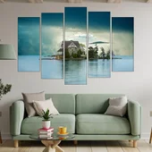 Къща на остров в езерото - картина пано за стена - Thumbnail 3