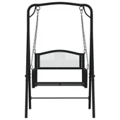 Люлееща пейка, 124 см, черна, стомана - VL318832 - Thumbnail 3