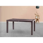 Градинска маса 80x140 см PVC ратан кафява VIOLET HOUSE - Thumbnail 2